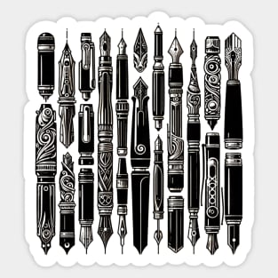 A Collection of Fountain Pens in a Black Sticker